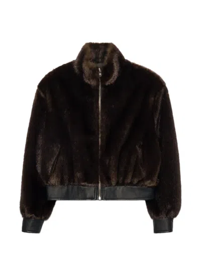 Stand Studio Lula Zip-up Faux-fur Jacket In Brown