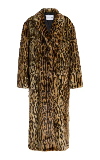 STAND STUDIO MARCELINE LEOPARD FAUX FUR COAT