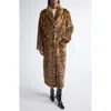 Stand Studio Marceline Leopard Print Faux Fur Coat In Brown