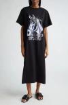 Stand Studio Margo Organic Cotton Oversize T-shirt Dress In Black/stallion