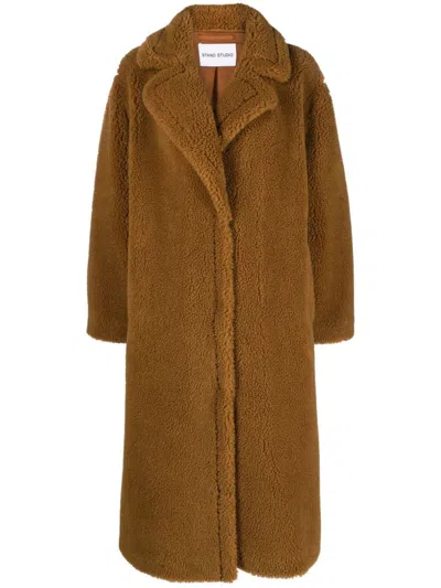 Stand Studio Maria Single-breasted Midi Coat In Brown