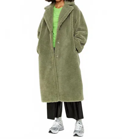 Stand Studio Maria Faux-fur Coat In Sage Green