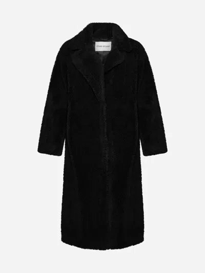Stand Studio Maria Oversized Faux Fur Coat In Black