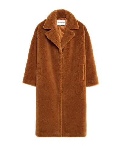 Stand Studio Maria Single-breasted Midi Coat In Brown