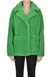 Stand Studio Marina Faux Fur Cloudy Jacket In Green