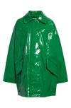 Stand Studio Maxxy Faux Patent Leather Raincoat In Emerald Green