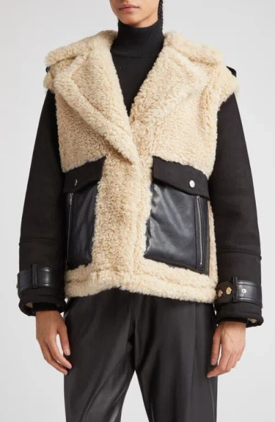 Stand Studio Meara Mixed Media Moto Jacket In Brown