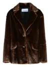 Stand Studio Mid-length Plush Faux Fur Jacket In Black