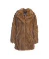 Stand Studio Mid-thigh Length Plush Faux Fur Jacket In Brown