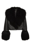 Stand Studio Mim Lambskin & Genuine Shearling Jacket In Black