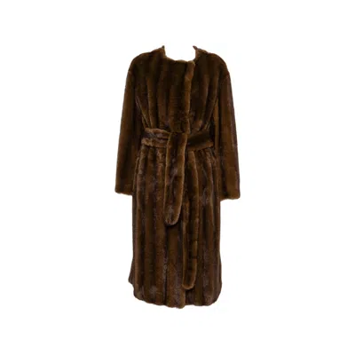 Stand Studio Miranda Belted Faux-fur Coat In Brown