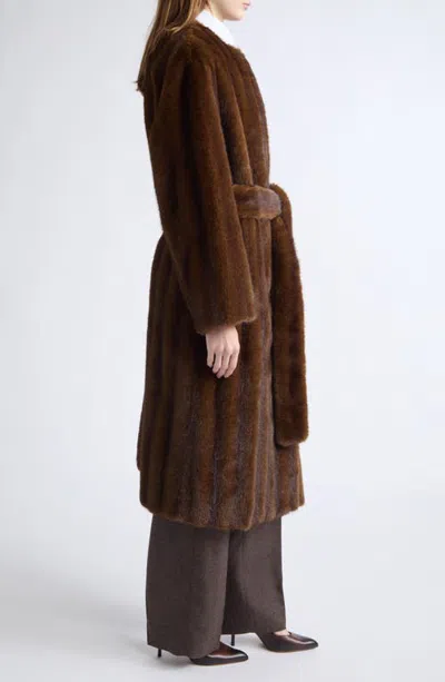 Stand Studio Miranda Faux Fur Coat In Brown