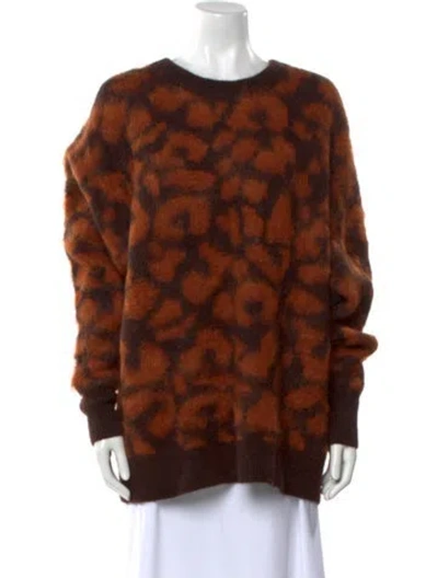 Pre-owned Stand Studio Mohair Animal Print Sweater In Brown