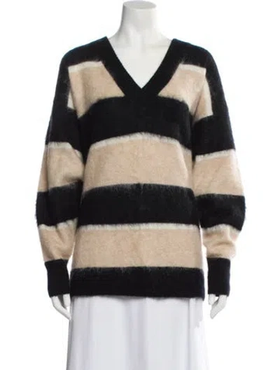 Pre-owned Stand Studio Mohair Striped Sweater In Black