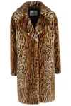 Stand Studio Multicolor Animal Print Faux Fur Camille Coat In Brown