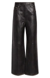 Stand Studio Mylah Wide Leg Leather Trousers In Worn Black