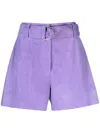 Shop Stand Studio Neon Violet Suede Shorts In Purple