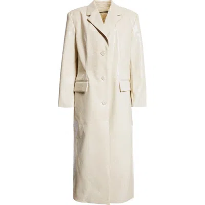Stand Studio Nicki Croc Embossed Faux Leather Coat In Seashell