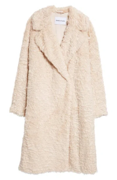 Stand Studio Nicole Faux Fur Coat In Cream