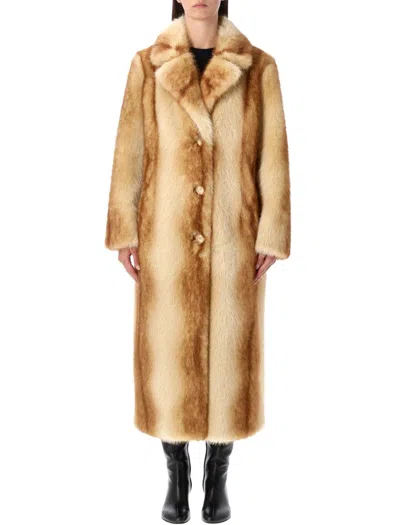 Stand Studio Nora Coat Eco Fur Luxe In Brown