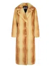 Stand Studio Straight Silhouette Electric Red Synthetic Fur Coat In Yellow