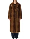 Stand Studio Nora Coat Eco Fur Luxe In Brown