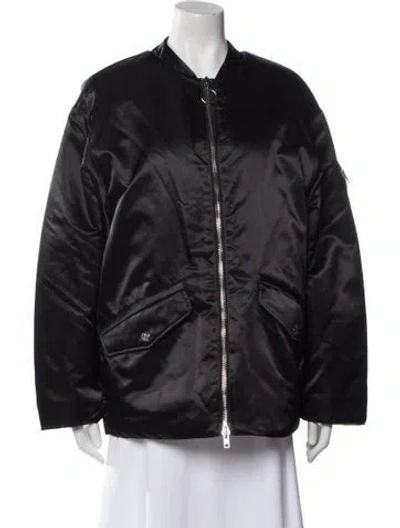 Pre-owned Stand Studio Nylon Bomber Jacket In Black