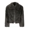 Stand Studio Zaylee Faux Fur Jacket In Gray