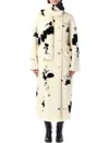 Stand Studio Double-breasted Faux-fur Coat With Cow Pattern In White