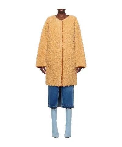 Stand Studio Paola Cashmere Long-sleeved Coat In Orange