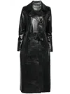 Stand Studio Paris Double Breasted Belted Lambskin Coat In Black