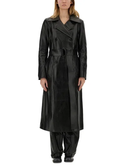 STAND STUDIO PARIS" DOUBLE-BREASTED LEATHER COAT