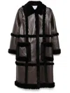 Stand Studio 'patrice' Long Faux Fur Trim Coat In 褐色