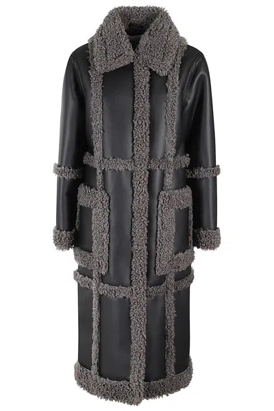 Stand Studio Black & Gray Patrice Faux-shearling Coat In Multi