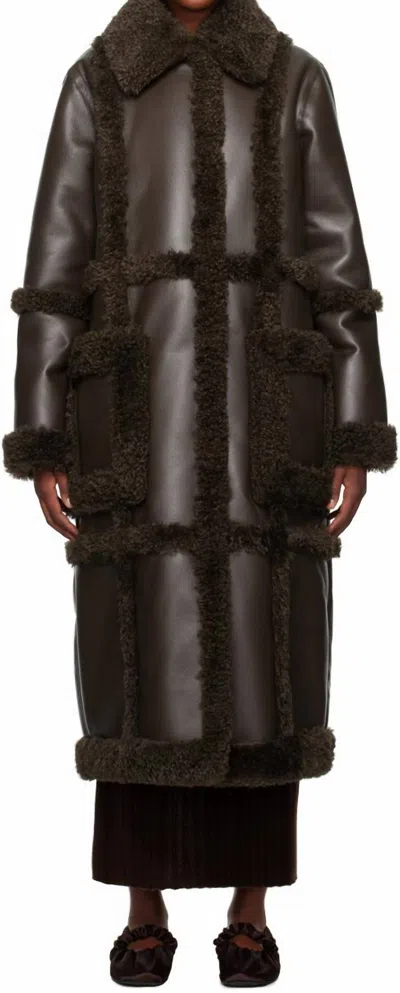 Stand Studio Patrice Faux-leather Coat In Brown