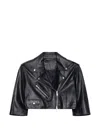 Stand Studio Piper Cropped Leather Jacket In Black