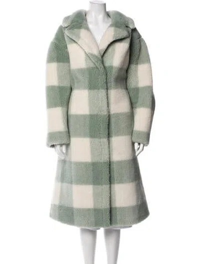 Pre-owned Stand Studio Plaid Print Coat In Green