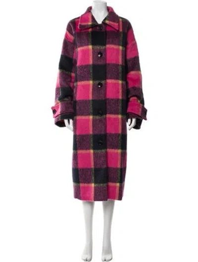 Pre-owned Stand Studio Plaid Print Coat In Purple