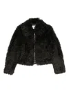 Stand Studio Plush Faux Fur Cropped Coat In Black