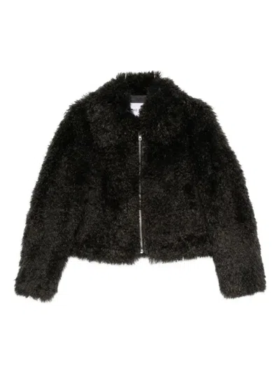 STAND STUDIO PLUSH FAUX FUR CROPPED COAT