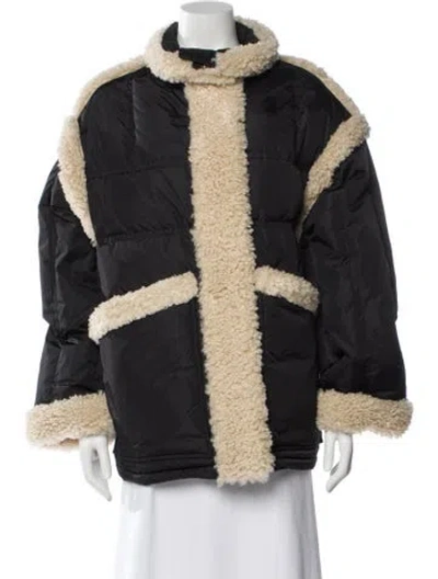 Pre-owned Stand Studio Printed Faux Fur Jacket In Black
