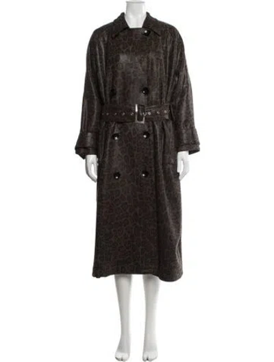 Pre-owned Stand Studio Printed Trench Coat In Brown