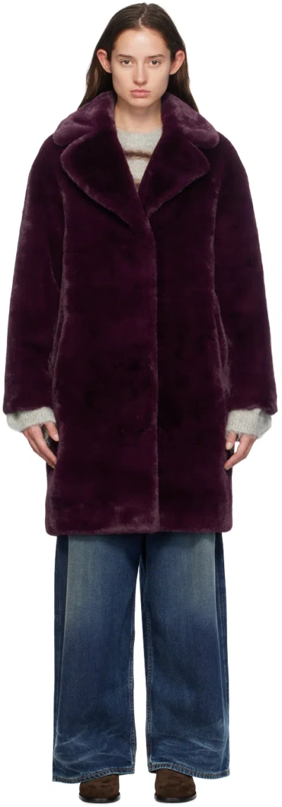 Stand Studio Purple Camille Cocoon Faux-fur Coat