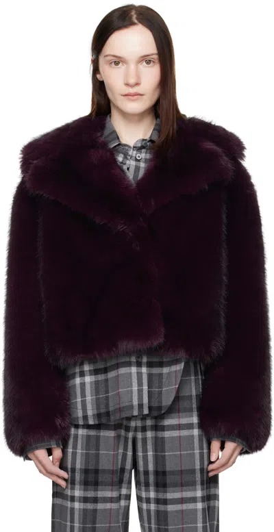 Stand Studio Purple Samara Faux-fur Jacket In 29860 Dark Plum
