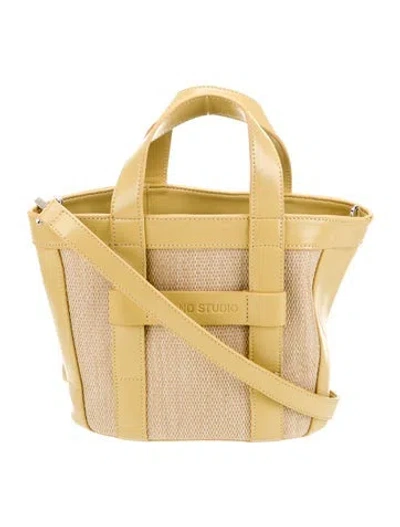 Pre-owned Stand Studio Raffia Top Handle Bag In Yellow