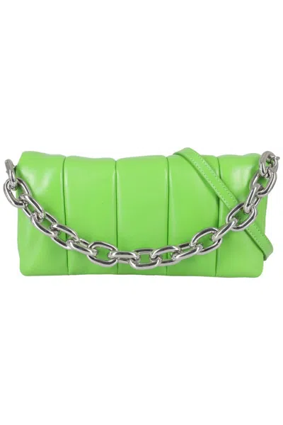 STAND STUDIO RECTANGULAR GREEN LAMB LEATHER PANEL BAG