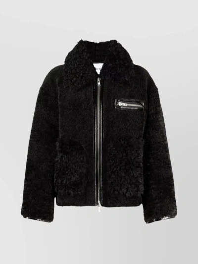 Stand Studio Refined Fur Collar Jacket In Black