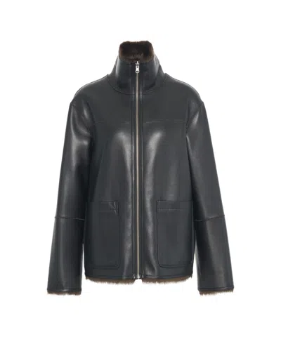 STAND STUDIO REVERSIBLE JACKET WITH HIGH COLLAR AND PLUSH LINING