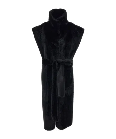 Stand Studio Reversible Sleeveless Coat In Black
