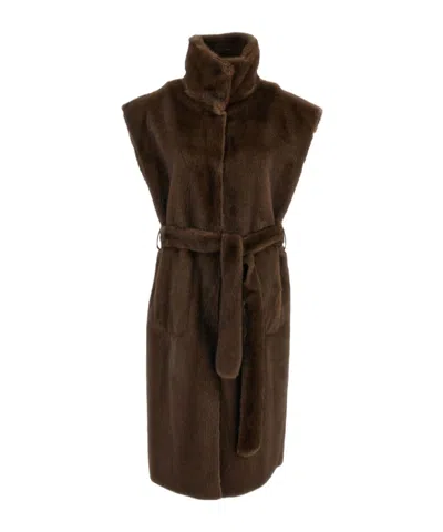 Stand Studio Reversible Sleeveless Coat In Brown